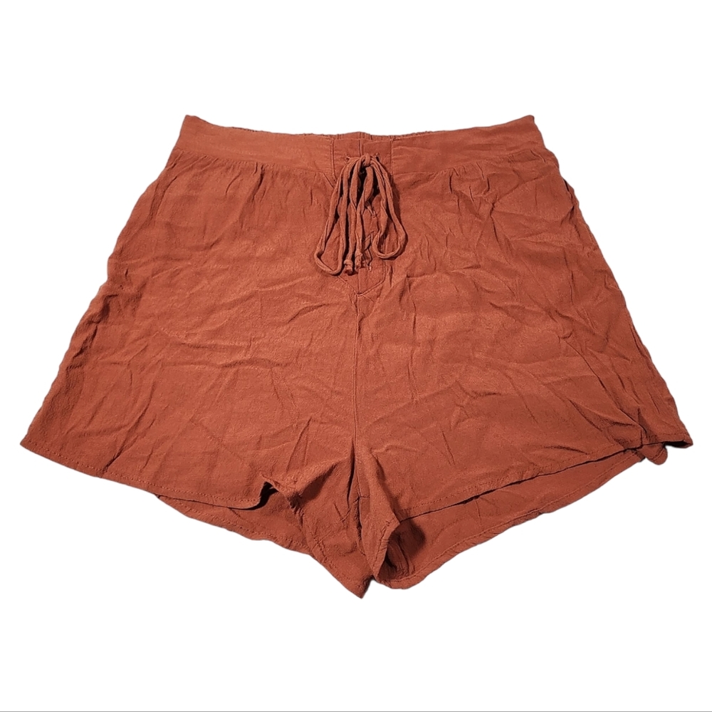 ♥️ CHARLOTTE RUSSE WOMEN'S COZY LACE UP FRONT KNIT SHORTS SIZE M - COPPER ♥️